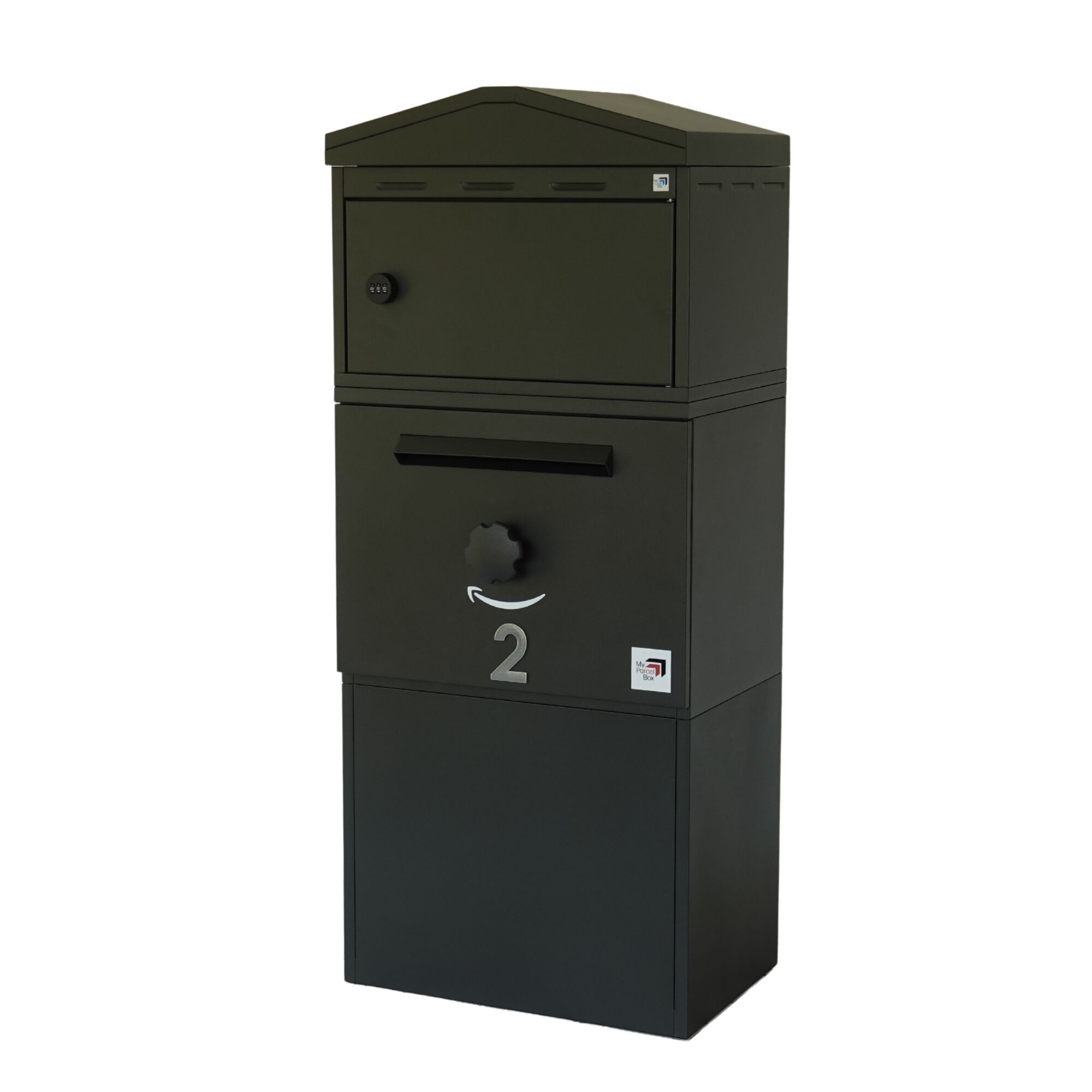Large parcel + pickup box with pitched roof in charcoal